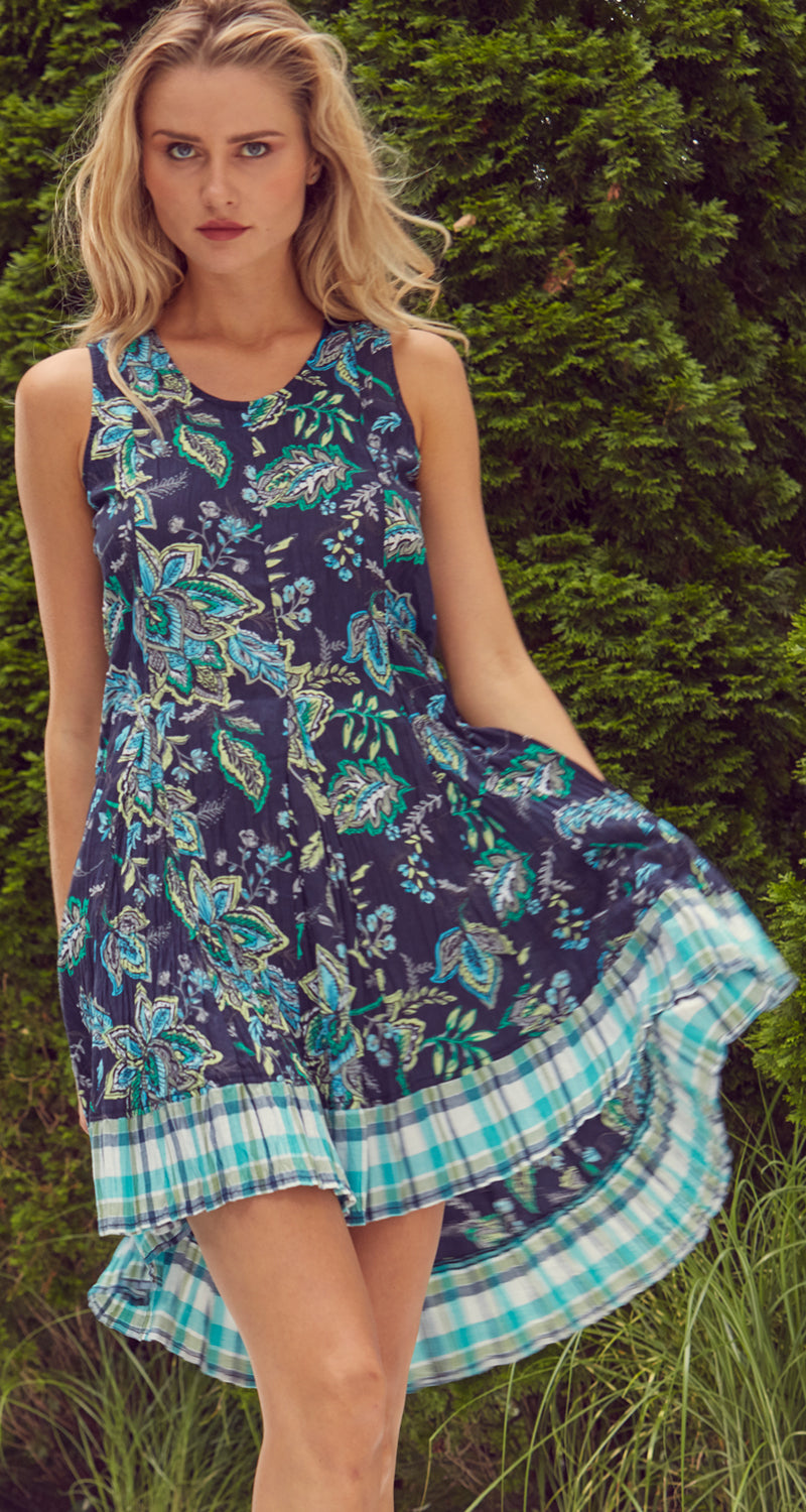 TURQ WILD FLOWER DRESS