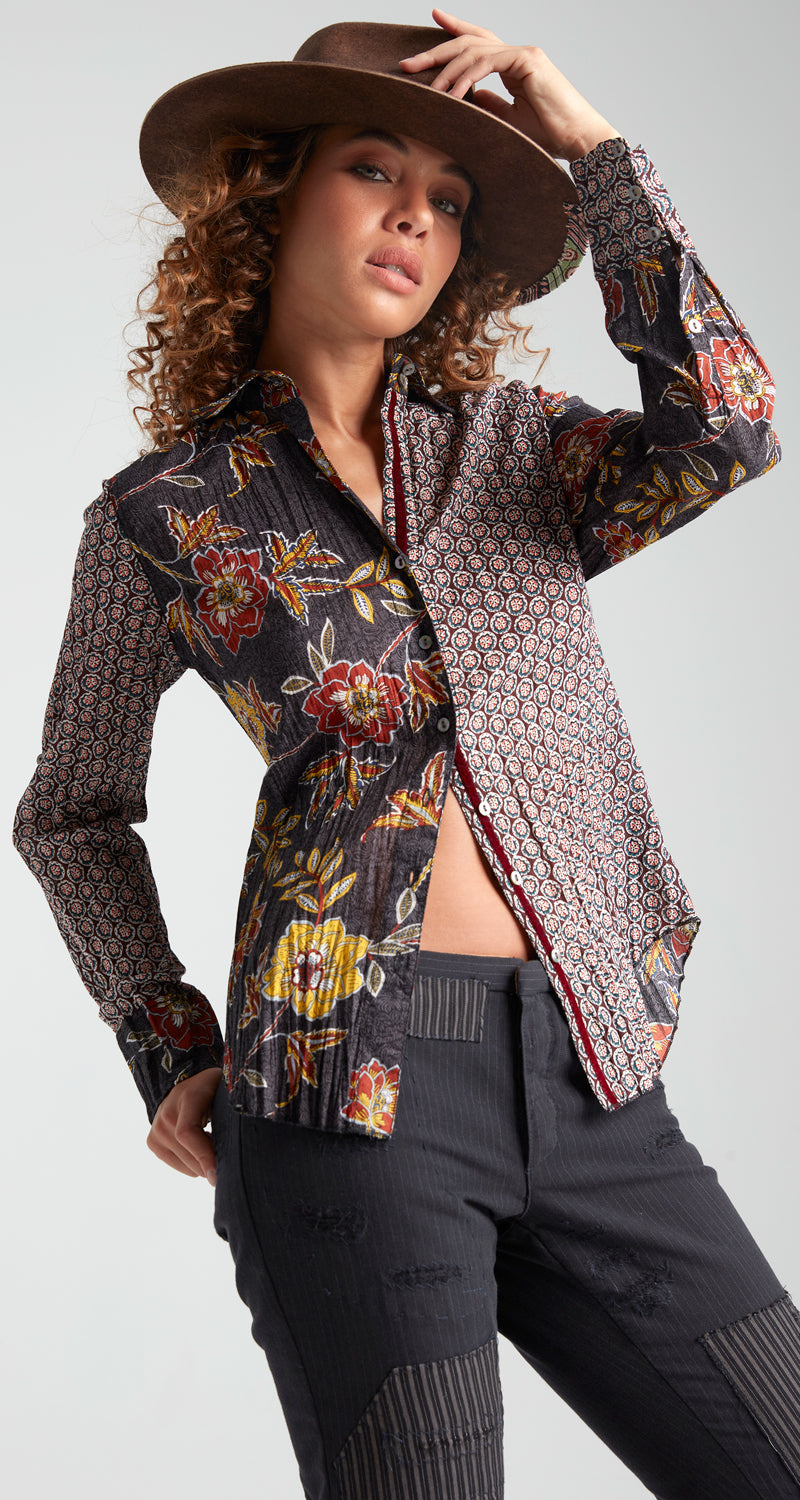 A model wears a CINO Black Chelsea Mix button-down Shirt