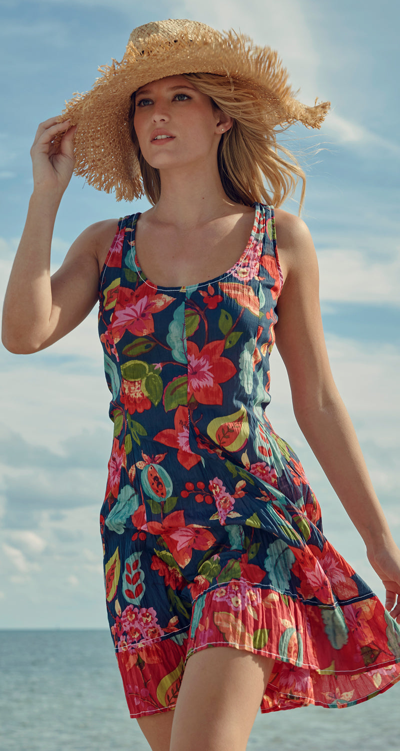 A model wears a CINO Midnite Tahiti dress